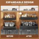 Seinloes 4 Pack Expandable (15.1"-26.3") Pull Out Cabinet Organizer 21" Deep With Raising Pad for Framed Cabinets,Upgrade 3 Slide Rails Slide Out Drawers,No Drill Roll Out Shelves Adhesive,Black