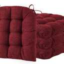 ELFJOY Tufted Chair Cushions for Dining Chairs Set of 4 Premium U-Shaped Chair Pads with Ties Comfortable Seat Cushion for Kitchen Office Dining Room (17"x 16"x 3" Burgundy)