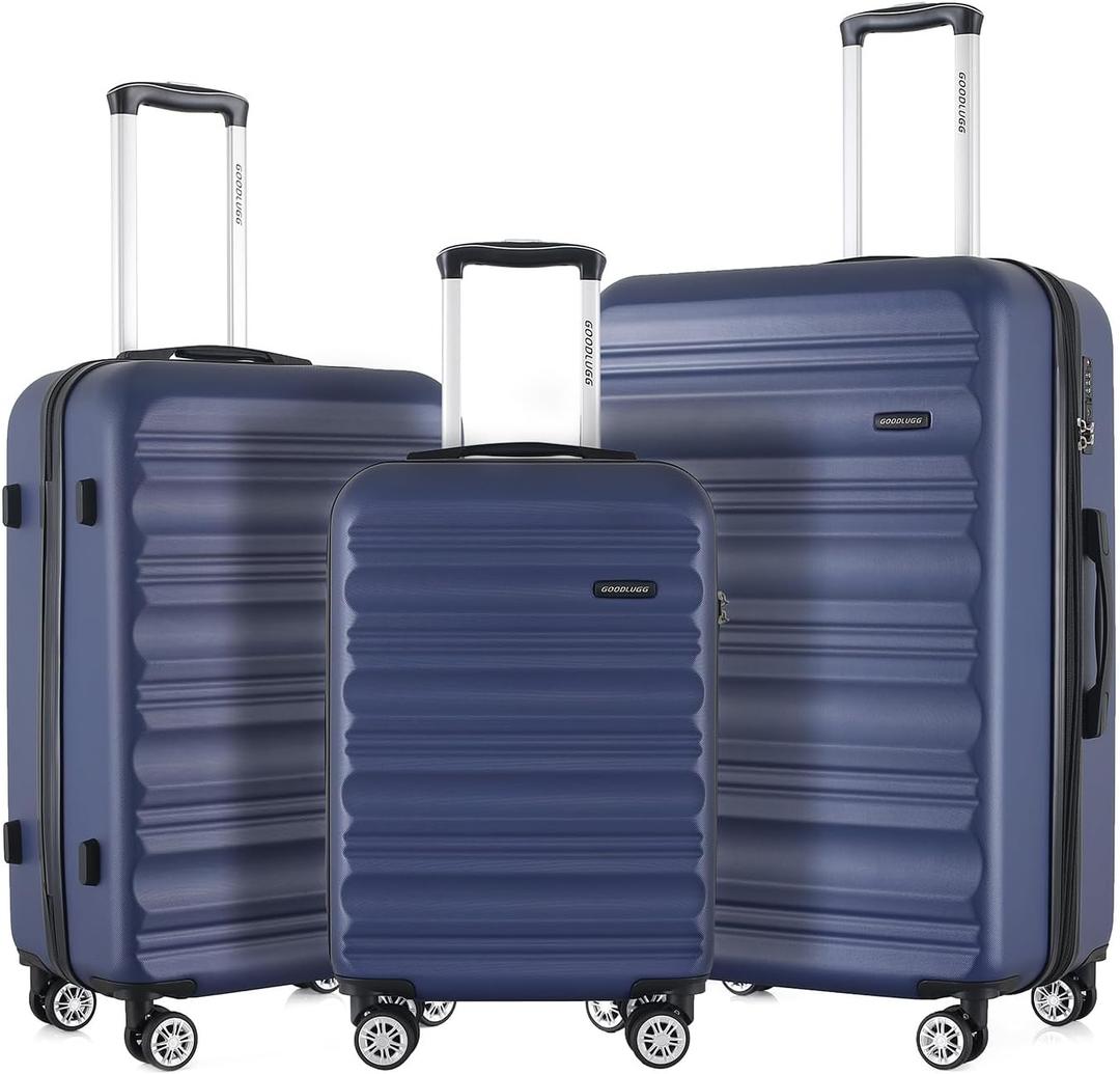 Luggage Set with Spinner Wheels and TSA Lock, 3 Pieces Expandable Hardside Suitcase for Travel, Hardshell Luggage Sets, 20", 24", 28", Navy