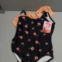 Kanu Surf Girls' Big Morgan Floral Ruffle 1-Shoulder 1-Piece Swimsuit, Black, 14