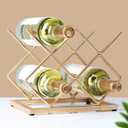 Countertop Wine Rack - 5 Bottle Freestanding Modern Gold Metal Small Wine Rack - Tabletop Wine Holder Stand for Cabinet, Pantry, Wine Bottle Storage