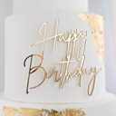 1PCS Happy Birthday Cake Topper,Gold Mirror Acrylic Boy or Girl Cake Sign Decorations,Birthday Cake Charm Supplies for Birthday Party Cake Dessert