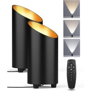 Abovizo 2 Pack Uplighting Indoor, LED Floor Can Lights with Remote and Timer, 3 Color Temps Dimmable Spotlight for Corner Sofa Plant Home Accent Lighting, 5.9 FT Plug Cord & Foot Switch, Black