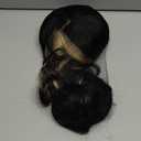 ISHINE Black Wigs for Women, Long Wavy Curly Wigs with Bangs, No Lace Colored Wigs with Bangs, Ombre Blonde to Black Wig, Synthetic Wigs for Daily Cosplay Party Replacement 24inch