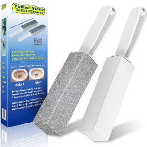 Toilet Bowl Cleaner Pumice Stone -Hard Water Stain Remover with Ergonomic Handle, Powerfully Removes Toilet Bowl RingsRust &LimeIdeal for Toilet Brush/BBQ Grills/Sink/Pool/Bathroom 2Pack