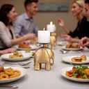 Gold Elephant Candle Holder Set of 3 Decorative Taper & Small Pillar Candlestick Holders for Dining Table, Living Room & Home Decor