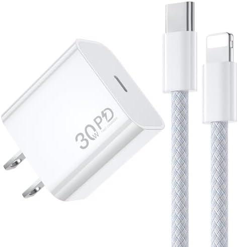30W Fast Charger for iPhone 14, USB C Fast Charger Plug Power Adapter with 6FT Type C to Lightning Cable Compatible with iPhone 14/13/12/11 Pro/Pro Max/XS Max/XS/XR/X/SE/8/iPad and More