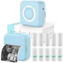 HUIJUTCHEN Mini Blue-Tooth Printer, Wireless Sticker Printer  iPhone/Android