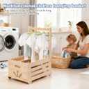 Wooden Baby Shower Crate Closet with Wheels,Baby Girl Boy Shower Gift Basket with Handle,Pushable Baby Shower Gifts Baby Basket,Personalized Baby Gifts for New Parent of Newborn Excluding hangers