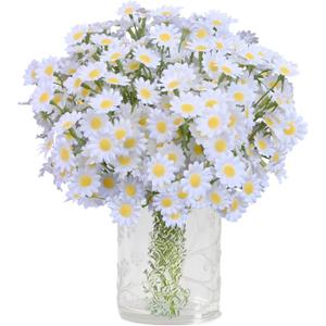 Artificial Daisy Flowers 18Pcs Small White Fake Daisies Flowers 3 Bundles 10 Inch Realistic Faux Silk Tiny Daisy Flowers for Home Garden Vase Wedding DIY Home Party Decor