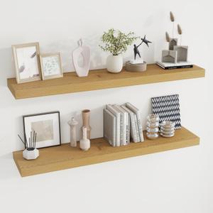 Dreamland 48 inch Floating Shelves for Wall Large Wall Mounted Shelves with Invisible Brackets, Oak Long Wall Shelves for Bathroom, Living Room, Kitchen, Office, 48x9.1 inch deep Set of 2