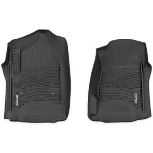 Rough Country Flex-Fit Front Floor Mats for Chevy Silverado & GMC Sierra 1500/2500HD/3500HD (20142019) Crew Cab - Custom All-Weather Non-Slip TPE Liners w/Spill Saver Lip