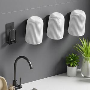 BAIEUEJO 4PCS Mug Hooks Wall-Mounted Mug Holder, Coffee Cups Holder Hanger no Drilling,Toothbrush and Cup Organizer,Storage Hooks for Kitchen, Living Room, Office(Black-1cup)