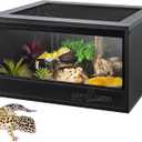 REPTI ZOO 20 Gallon PVC Reptile Terrarium, 24x18x12 inch Reptile Tank for Crested Gecko Leopard Gecko Snake Turtle Hermit Crab, Thermal Insulation Moisturizing