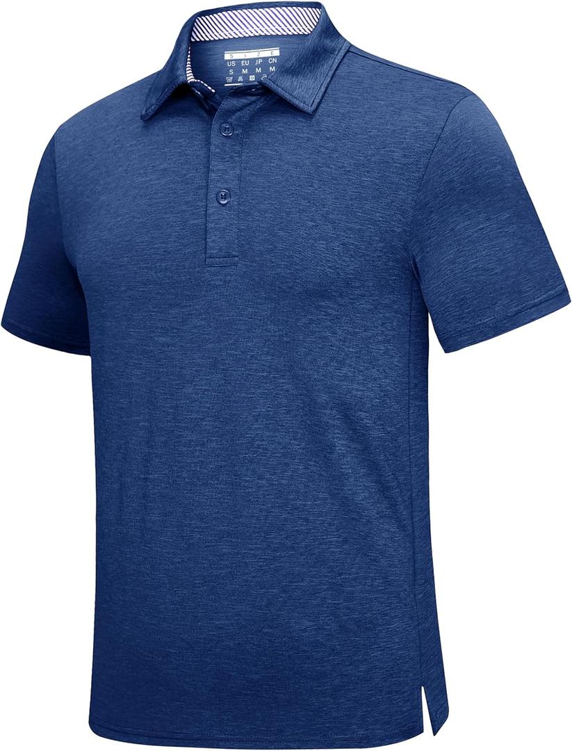 KEFITEVD Mens Polo Shirt Golf Short Sleeve Dry Fit Breathable | Quick dry, Moisture Wicking, Stretchy, Classic Fit with Striped Collar, Breathable, for Golf, Tennis, Fishing, Outdoor Sports (XXL)
