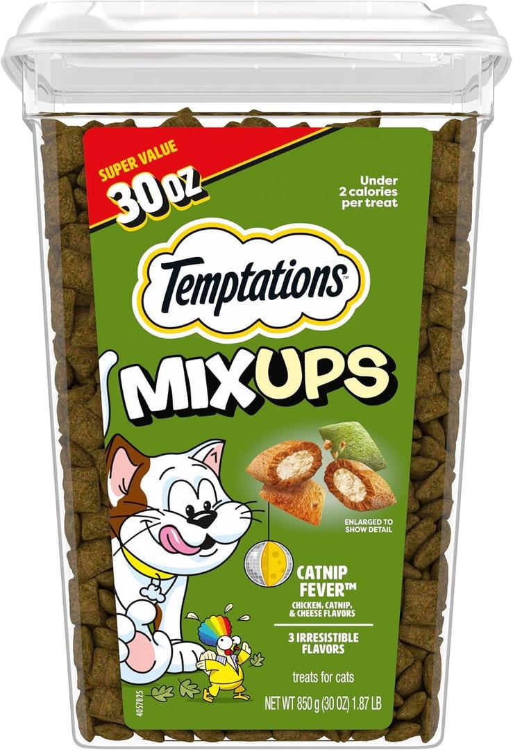 Temptations MixUps Crunchy and Soft Cat Treats, Catnip Fever, 30 oz (EXP 11/18/26)