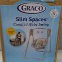 Graco Slim Spaces Compact Baby Swing, Space Saving Portable Bay Swing with Height Adjustable Legs & Soft Toys, Reign