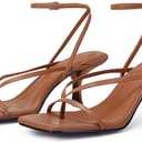 PiePieBuy Women's Lace Up Heeled Sandals Square Flip Flop High Heels Strappy Party Shoes (9.5, Dark Brown)