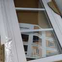NeatiEase Vinyl Transom Window, 12" x 42" Fixed Glass Household Windows with Grids and Dual-pane Tempered Glass for House, Shed, Doors, Garage, Chicken Coop, Basement (White)