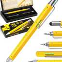 Stocking Stuffers for Men, Gifts for Him, Multitool Pen Christmas Birthday Present, Ideas for Guys Husband Who Have Everything, Tools Cool Gadgets Birthday, White Elephant for Adults Women Dad Grandpa (Yellow)