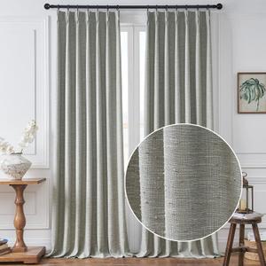 Gray Natural Linen Texture Stripe Curtains for Living Room/Bedroom,Pinch Pleat Back Tab Semi Sheer Window Treatments Drapes,2 Panels,40" W x84 L,Grey