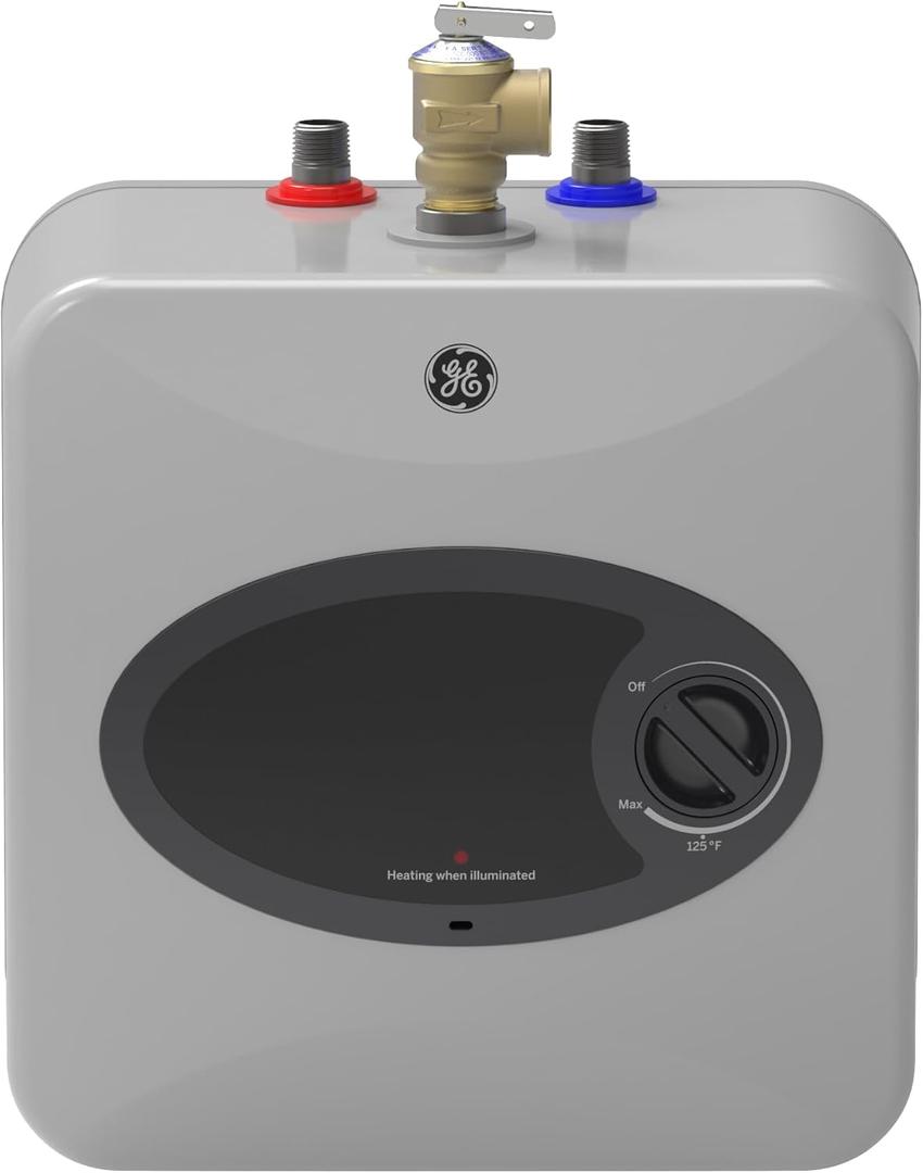GE Appliances 2.5 Gallon, Versatile Mini Tank Water Heater with Adjustable Thermostat, Easily Installs Under Sink, 120v, GE02P08BAW