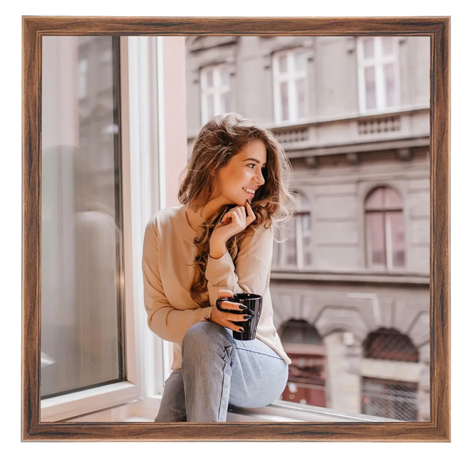 20x20 Wood Frame Brown, Rustic Natural Wooden 20x20in Poster Picture Frame, Distressed 20 x 20inch Woodgrain Gallery Photo Frame with HD Plexiglass, Horizontal Vertical Wall Mounting Display 1pcs