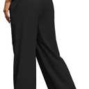 ZFLM Women's Elastic Waist Sports Pants Loose Casual Travel Pants Wide Legs High Waist Fitness Pants with Pocket (Black), Size S