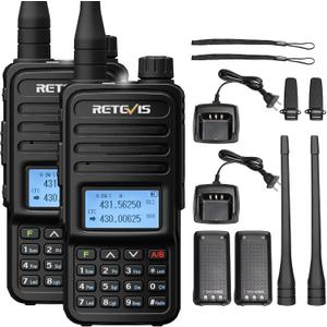 Retevis RT85 Handheld Ham Radio,Emergency Walkie Talkies Long Range,Dual Band,Built in VFO,200CH,VOX,FM,DTMF,Flashlight,1400mAh,Portable Two Way Radio for Survival Preppers Snowstorm Off-Grid(2 Pack)