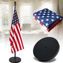 American Flag with Pole and Stand - Heavy Duty 1" Free Standing Indoor Flagpole Set with 3x5ft Embroidered US Flags,Weighted Base, 6-8 FT Adjustable Portable For Office, Church,School (Black)