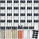 Eccliy 12 Pack 3 oz Clear Plastic Spice Jars with Label and Shaker Lids Empty Spice Bottles Seasoning Containers Seasoning Jars Shaker Condiment Pots for Pepper Herbs Powders(Black)