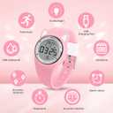Kids Watch, Digital Watch for Girls Boys, Sport Watch with Alarm Clock, Stopwatch, Waterproof Fitness Tracker with No App for Ages 5-12 Children (MEhuipin-Pink White)