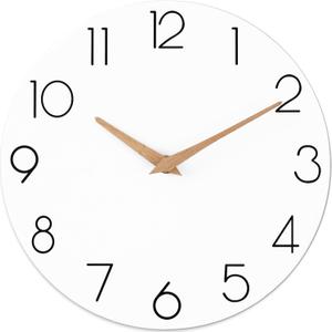 cicininc Wall Clock, 16 Inch Wooden Battery Operated Wall Clocks Silent Non-Ticking, Decorative White Clock for Living Room, Bedroom, Kitchen, Home, Office, School, Hotel