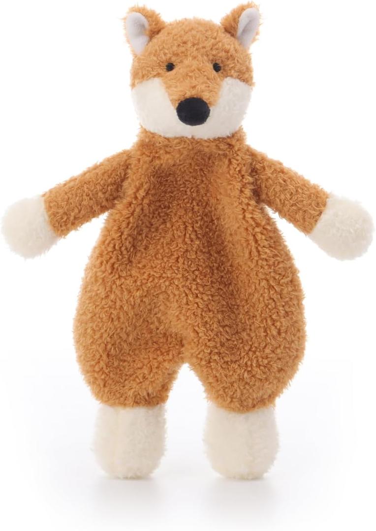 Apricot Lamb Stuffed Animals Security Blanket Yellow Fox Infant Nursery Character Blanket Luxury Snuggler Plush(Yellow Fox, 10 Inches)