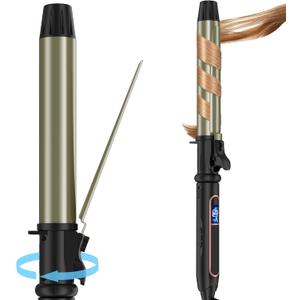 Curling Iron - Professional Manual Salon Rotating 1 Inch Hair Curler, Multi-Level Temperature Adjustment Crimper Hair Tool,Styling Tool for Long & Short Hair (Black, 1.25 inch)