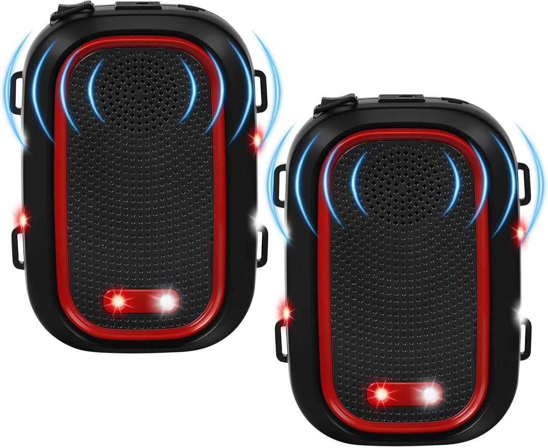Car Rodent Repellent Under Hood Animal Repeller Ultrasonic Rodent Deterrent for Cars, Battery Powered Mouse Repellent with Strobe Light, Keeping Rodents Out of Car Garage Attic Barn, 2 Pack Red Black