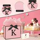 2 x Eaureum Personalized Initial K Gift Bags for Girls Women, 13" Pink Initial K Gift Bags for Birthday Wedding Holidays Party Decorations for Her Girls Women Daughter Granddaughter Friends Wife