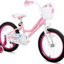 JOYSTAR Angel Girls Bike for Toddlers and Kids Ages 2-13 Years Old, 12 14 16 18 20 Inch Kids Bike with Training Wheels & Basket, 20 24 Inch Girls Bicycle with Handbrake & Kickstand (Cherry Pink)