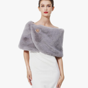 Women Faux Fur Shawl Shrug Bridal Stole Wrap for Winter Wedding Party
