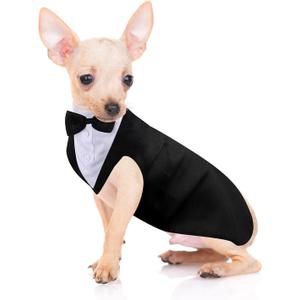 Weewooday Dog Tuxedo and Bandana Set Dogs Formal Tuxedo PET Wedding Party Suit Wedding Bow Tie Shirt for Christmas Halloween Birthday Costumes(Cute Style, S)