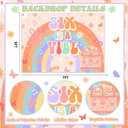 Six is a Vibe Birthday Decorations, 5 x 7ft Groovy 6th Birthday Decorations Backdrop Banner for Retro Rainbow Hippie 6th Decorations Photography Background