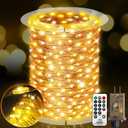 600 LED Outdoor Fairy Lights Plug in, Christmas Fairy Lights Outdoor Waterproof 8 Modes Memory Times for Wedding Bedroom Walls Garden Trees Decoration(Warm White)