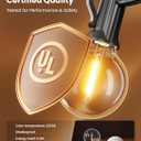 Brightown LED Outdoor String Light, 109 Feet Patio Lights with 52 Edison Shatterproof Bulbs(2 Spare), UL Listed Waterproof Outside Lights for Backyard Balcony Party Xmas Decor, E12 Base, Connectable (Black)