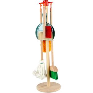 Qilay Kids Cleaning Set 7 Piece Wooden Detachable Cleaning Set Includes Housekeeping Broom, Dustpan, Brush & Other Cleaning Tools, Preschool Educational Pretend Play Cleaning Tools for Toddler