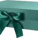 GREEN BEAN Large Gift Box with Lid for Present 13x9.7x3.4 Inches, Green Magnetic Gift Box with Ribbon, Bridesmaid Proposal Box (Glossy Green)
