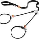 Howgo Double Slip Leash Slip Lead with Two Handles| Dual Dog Slip Lead for 2 Dogs,360° Swivel No Tangle | Dog Training Collar | Double Clip Leash Coupler and Splitter (Black, 6FT)
