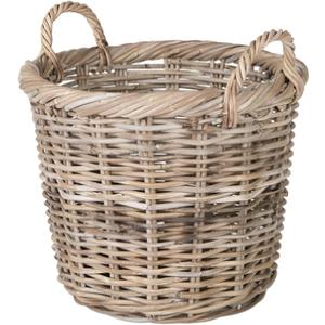 Kouboo Kobo Rattan Round Planter, Gray Decorative Storage Basket, 17"D x 17"W x 16"H