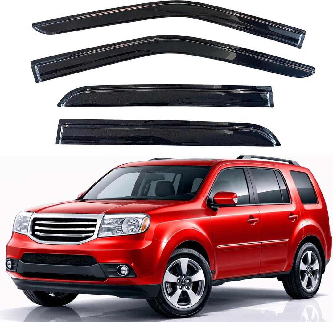KPY Rain Guards Fit for 2009-2015 Honda Pilot, Out-Channel Window Visors Vent Wind Deflectors 4PC, Car Accessories for 09-15 Pilot
