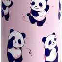 CoPlanaire Panda Stainless Steel Water Bottle with Flip Top 17oz Double Insulated Reusable Drinking Bottle for School, Gym and Workout (Pink)