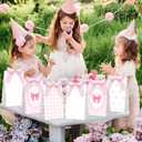 ojustbeok 24Pcs Pink Bow Favor Bags with Stickers Pink Bowknot Paper Gift Bags Bow Party Favor Candy Goody Bag for Girls Women Birthday Engagement Baby Bridal Shower Bachelorette Party Supplies